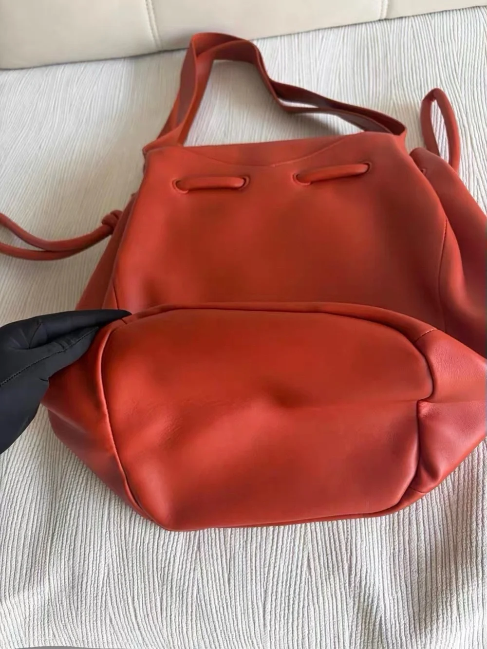 Bottega Veneta Red Leather Hobo Bucket Bag